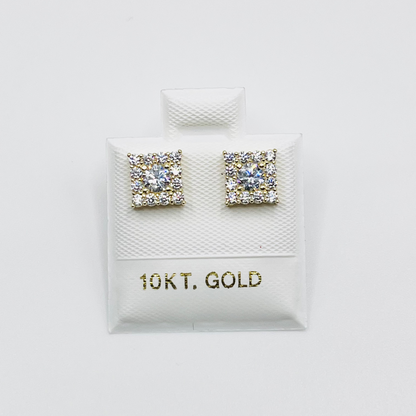 10K Gold Square CZ Earrings (small)