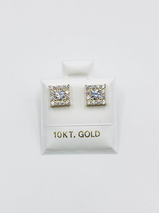 10K Gold Square CZ Earrings