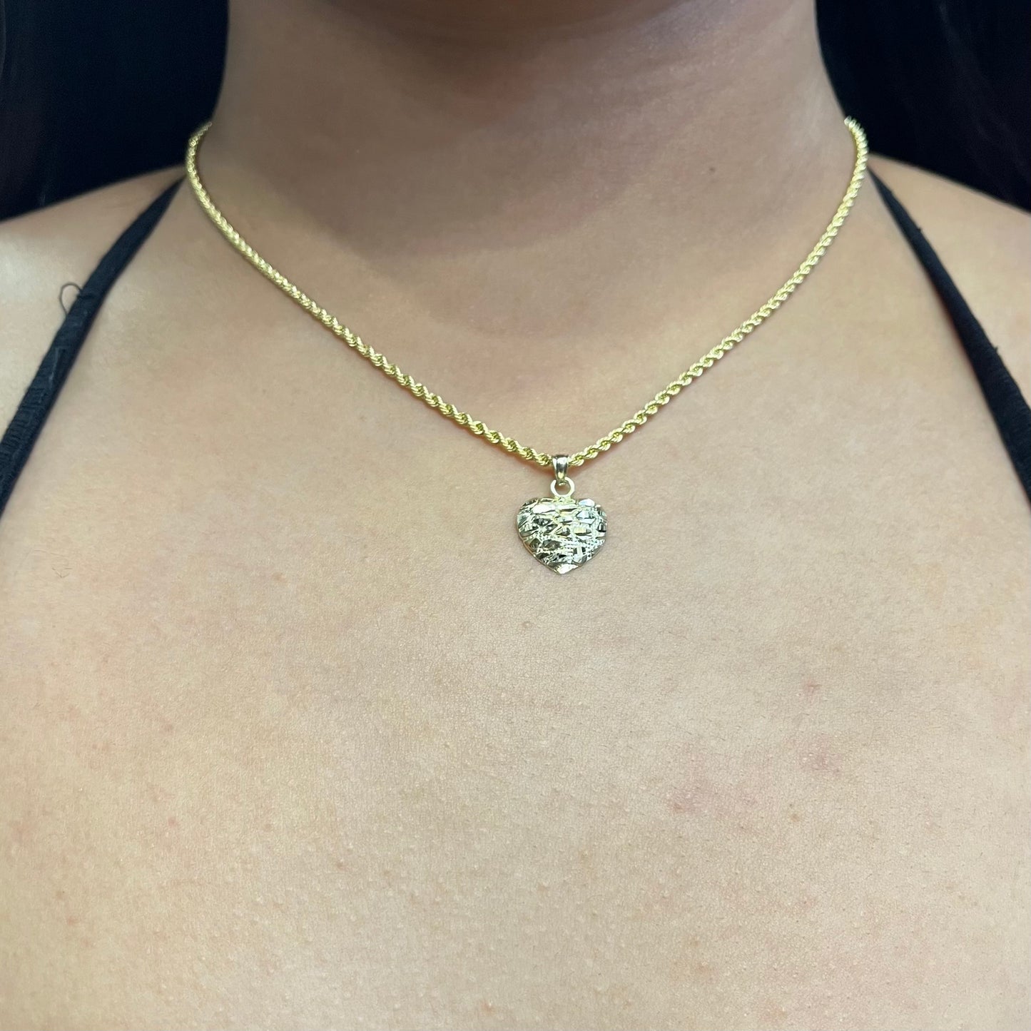 10K Gold Bubble Heart Nugget Charm (S, M)