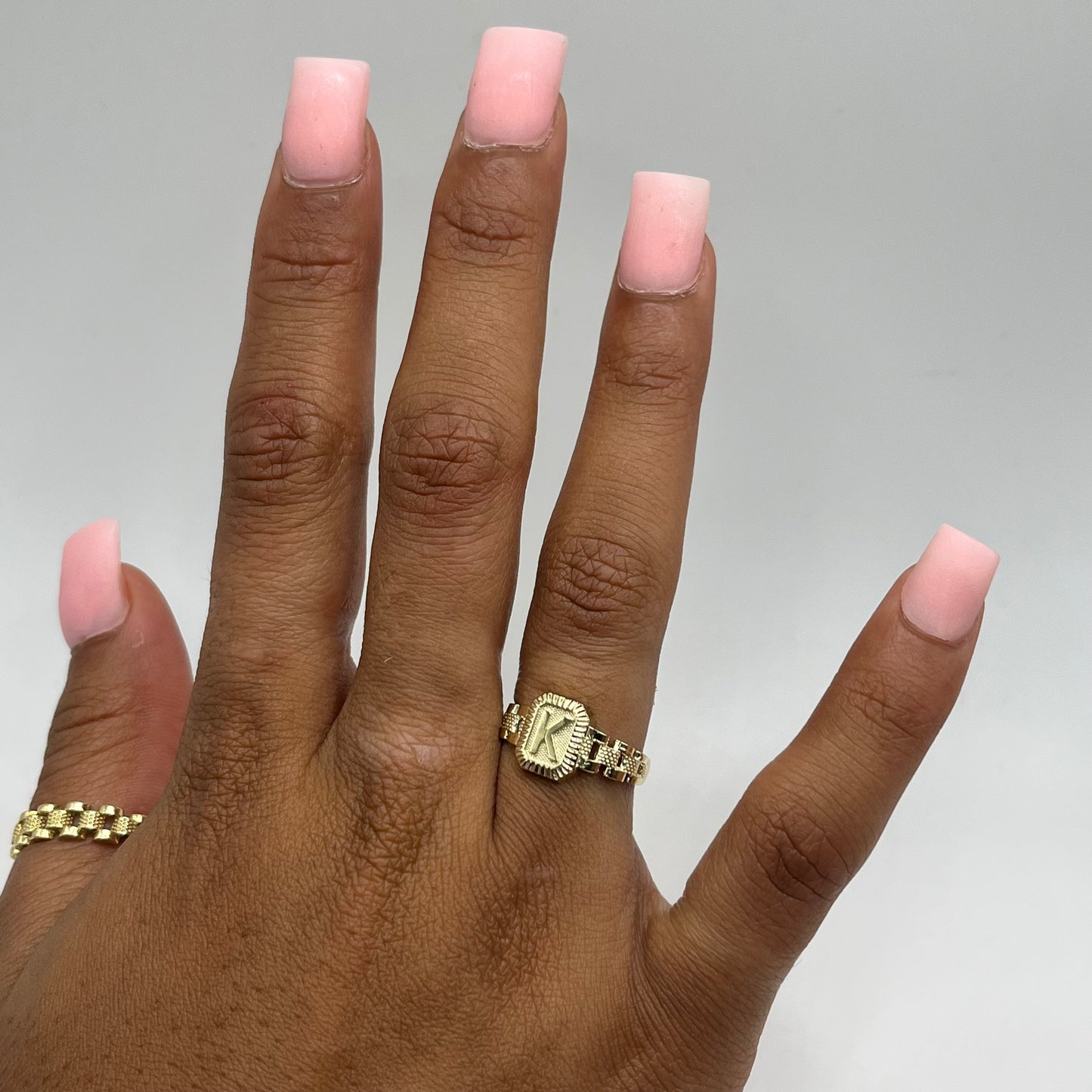 10k Gold Platform Initial RX Band Ring