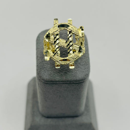 10K Gold Matte Money Sign Ring | Face Size: 24mm