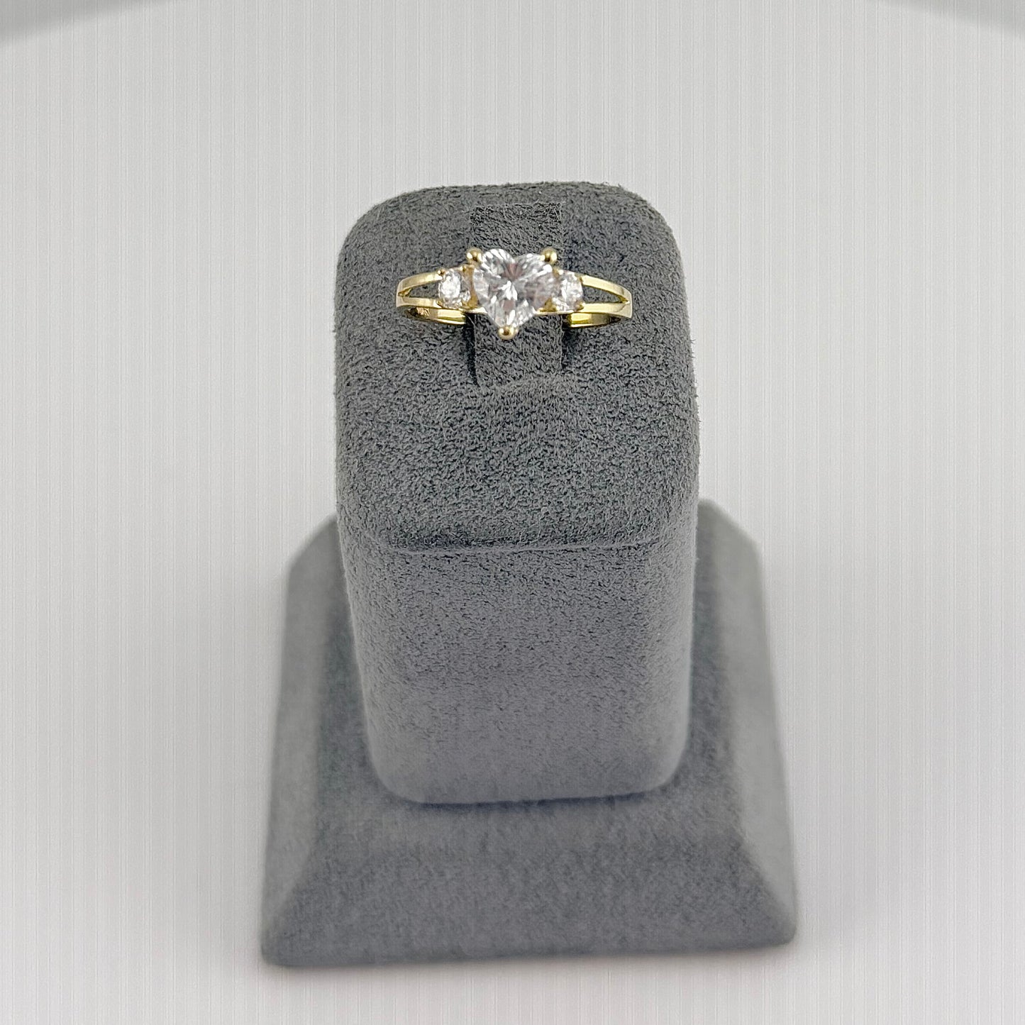 10k Gold Triple Cz Heart Birthstone