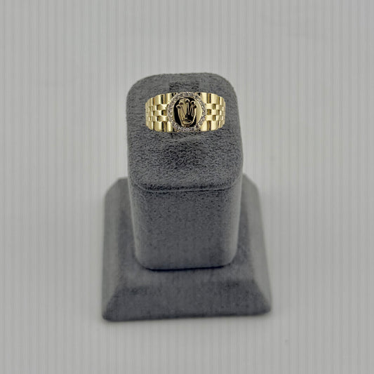 10k Gold Rx Crown Rx Band Ring (M)