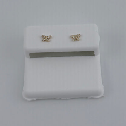14k Gold Diamond Baby Butterfly Earrings