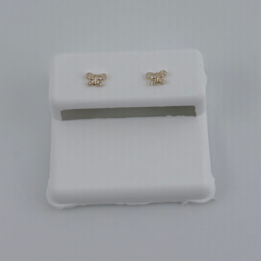 14k Gold Diamond Baby Butterfly Earrings
