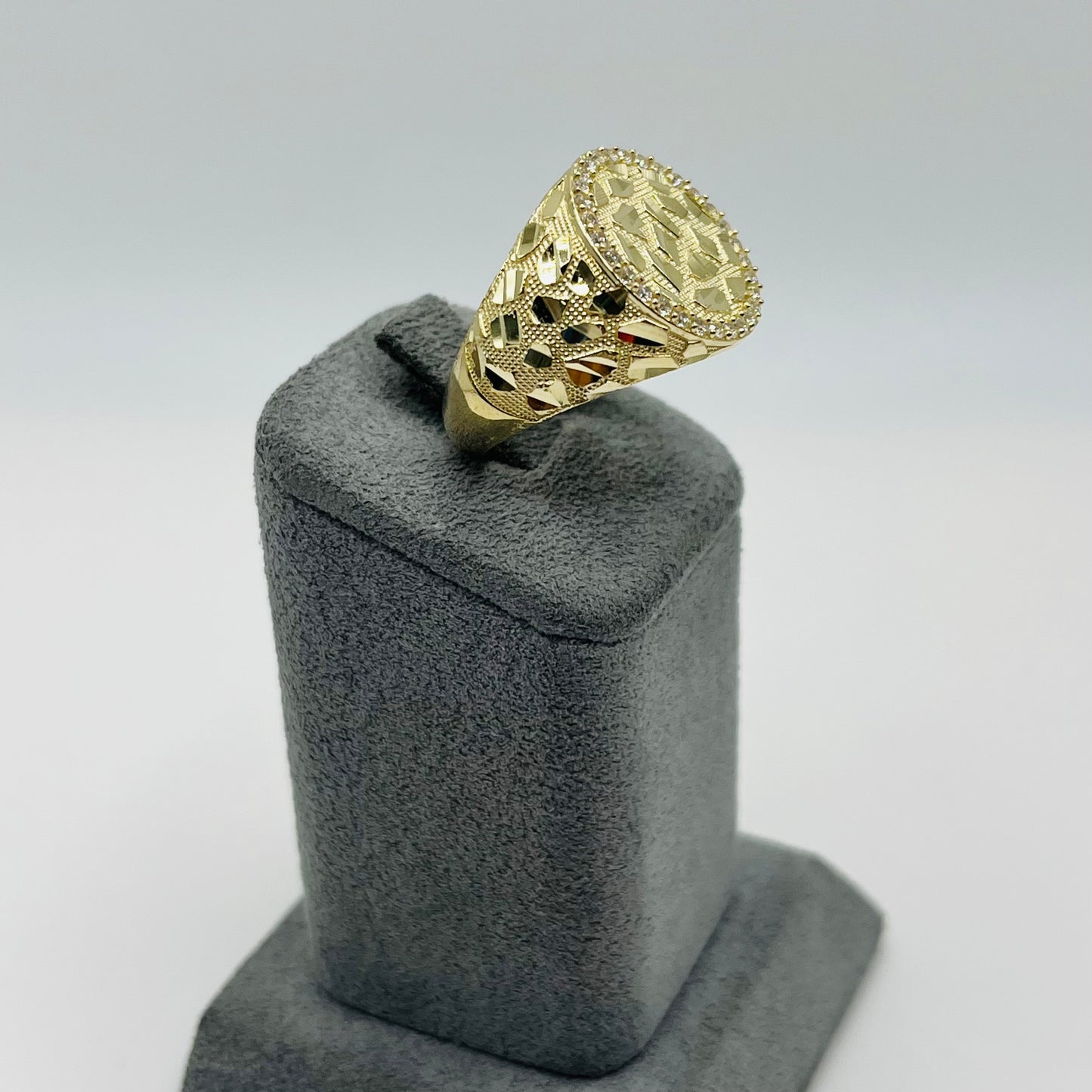 10k Gold Round Cz Nugget Ring (M)