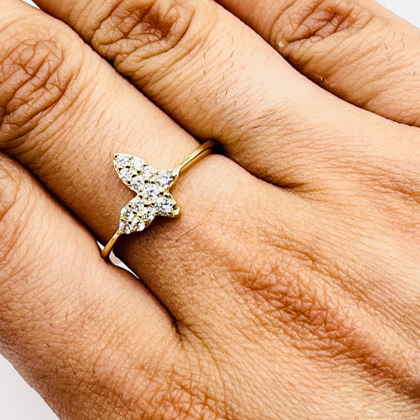 10K Gold Dainty Butterfly Ring with CZ