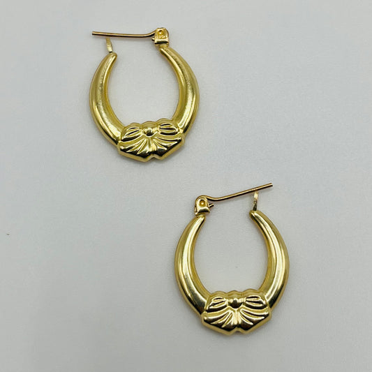 10k Gold High Polish Bow Hoops (Medium)