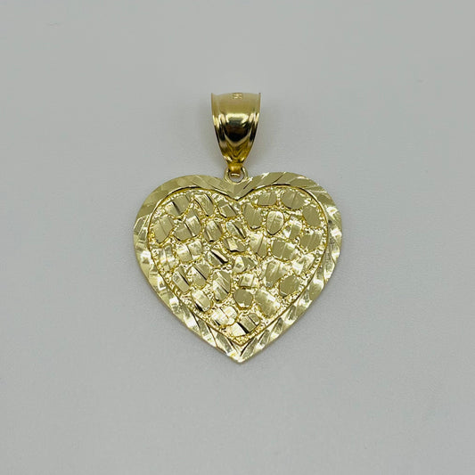 10k Gold DC Outlined Heart Nugget Pendant