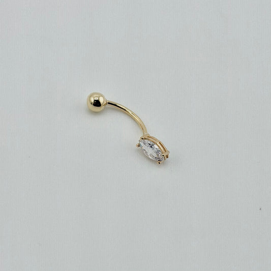 14k Gold Cz Marquise Belly Ring