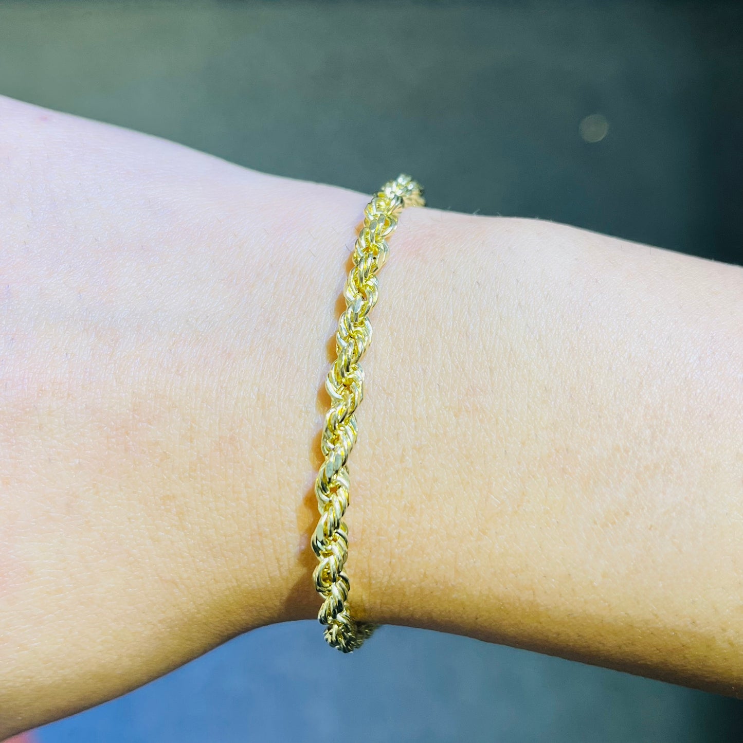 10K Gold 3.3mm Hollow Rope Bracelet