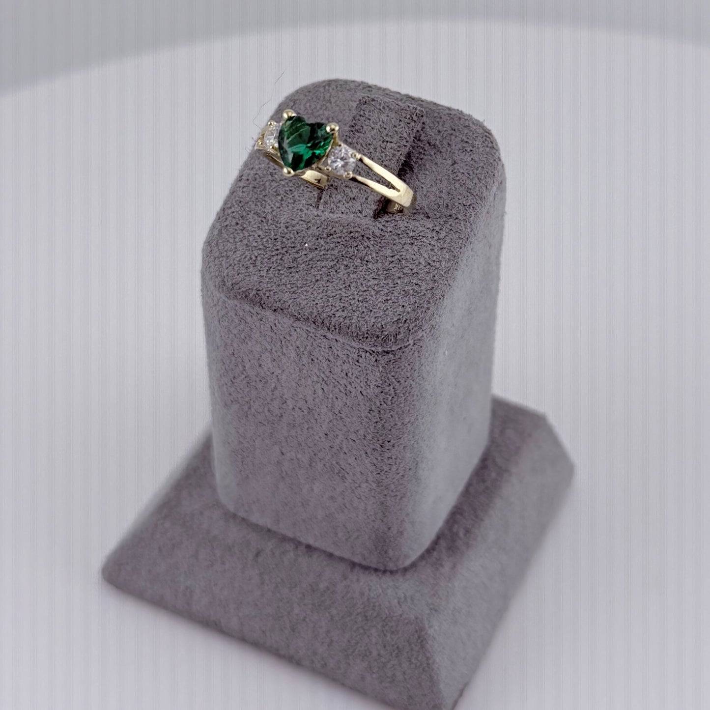 10k Gold Triple Cz Heart Birthstone