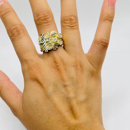 10k Gold Nugget Ring With Cross (Large)