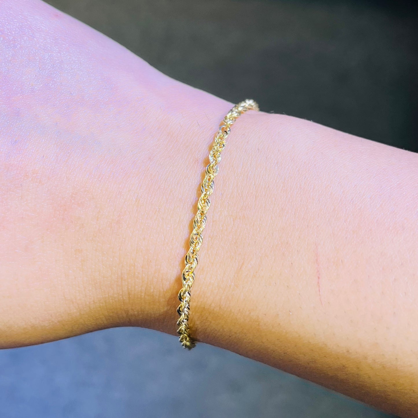 10K Gold 2mm Rope Bracelet