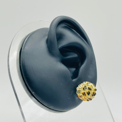 14K Gold Round Nugget Earring (Lrg)