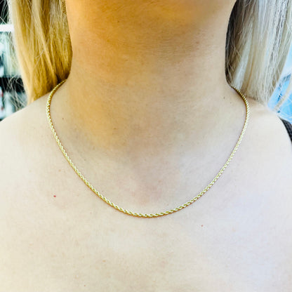 14K Gold Hollow Rope Chain 2.0mm