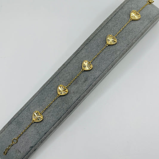 14k Gold Fancy Heart Bracelet
