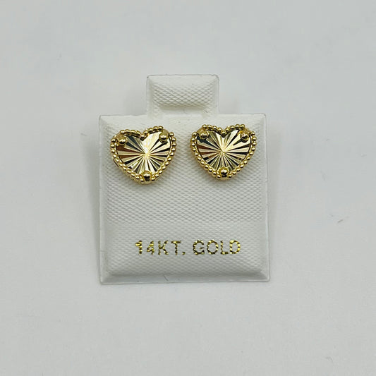 14k Gold Fancy Heart Earrings