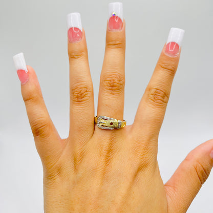 10k Gold Belt Two Tone Ring