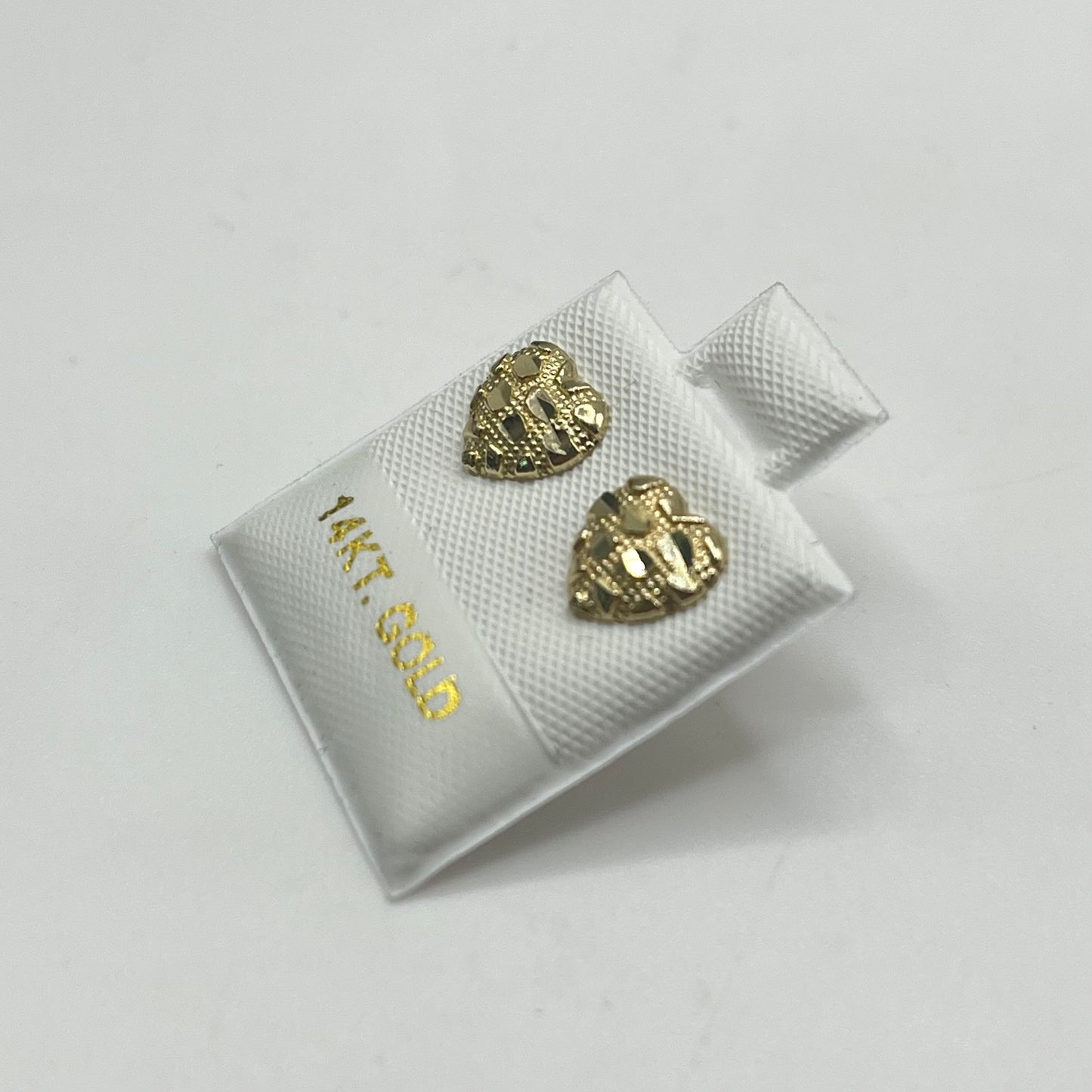 14K Gold Domed Heart Nugget Earrings (small)