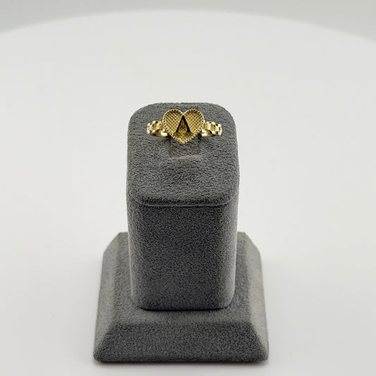 10k Gold Heart Beaded Initial Rx Band Ring