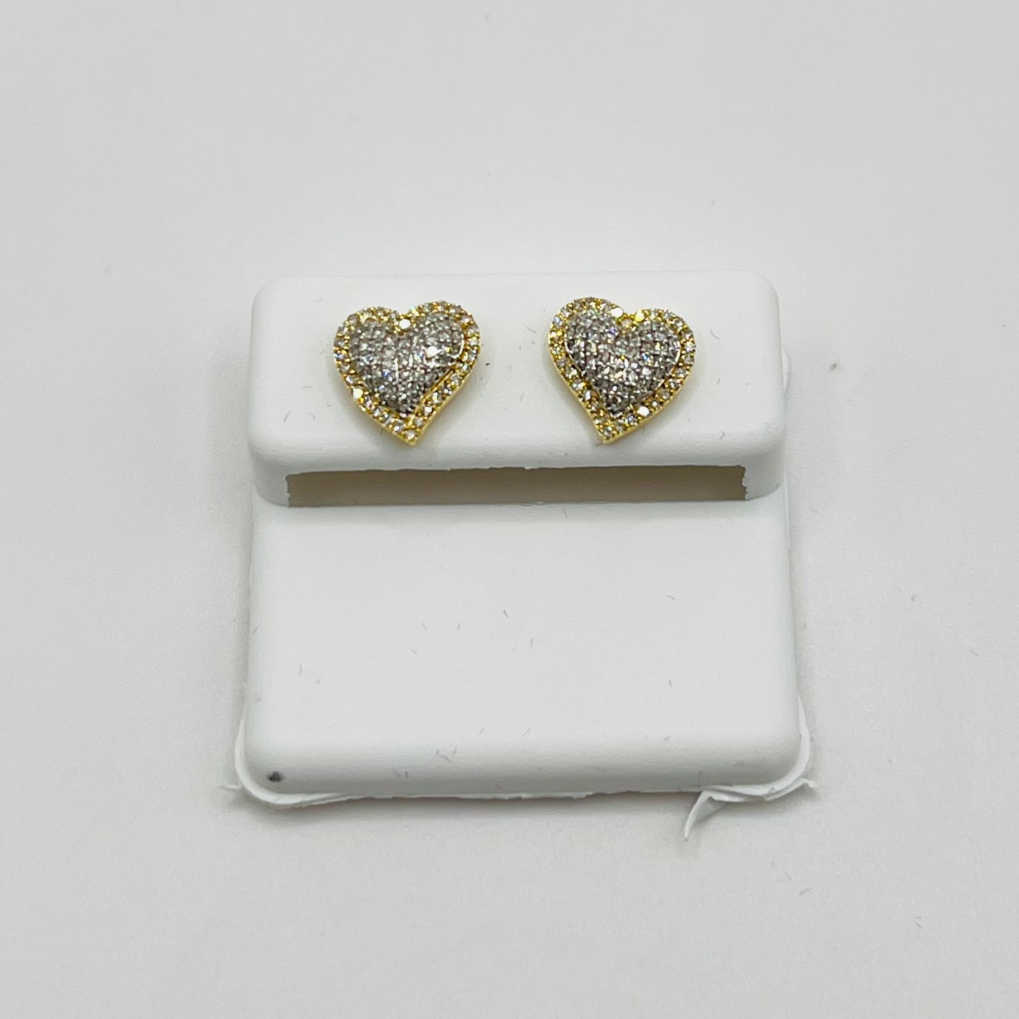 10k Gold Diamond Halo Heart Earrings