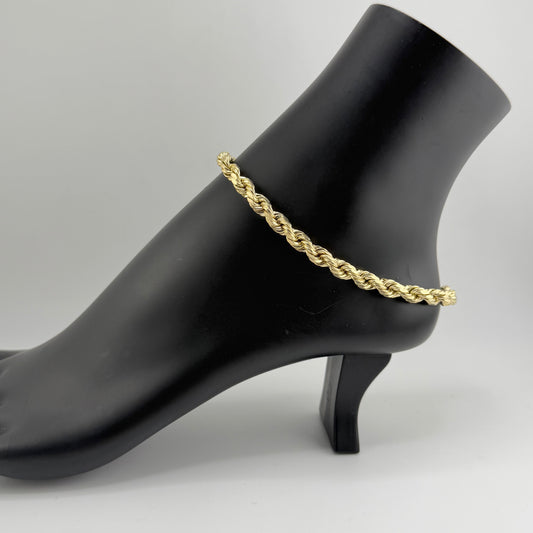 10k Gold 6.4mm Rope Anklet
