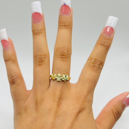 10k Gold Triple Flower Hibiscus Ring (small)