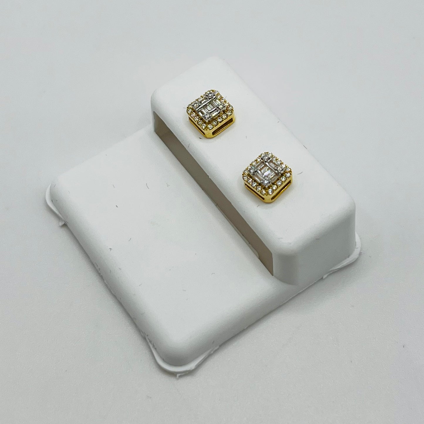 10K Gold Diamond Maison Square Earrings (S)