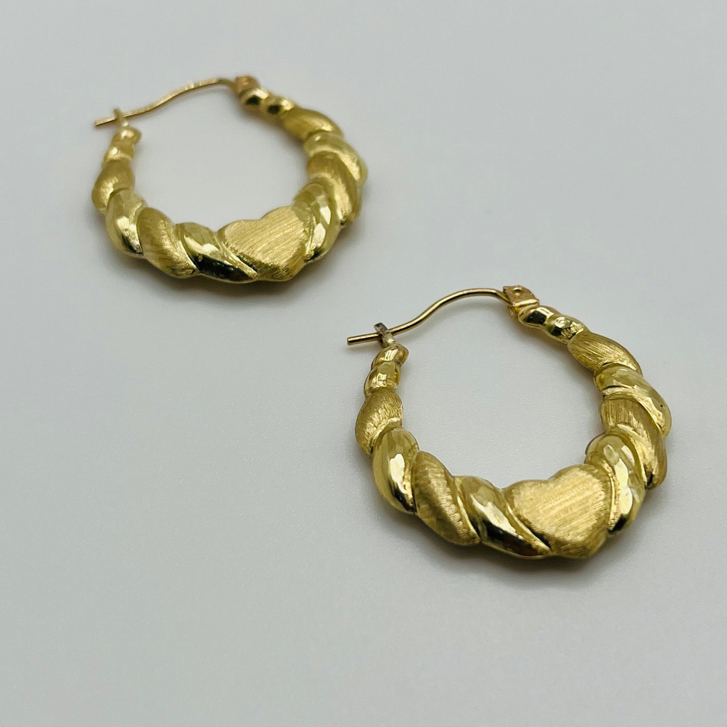 10k Gold Matte Single Heart Hoops
