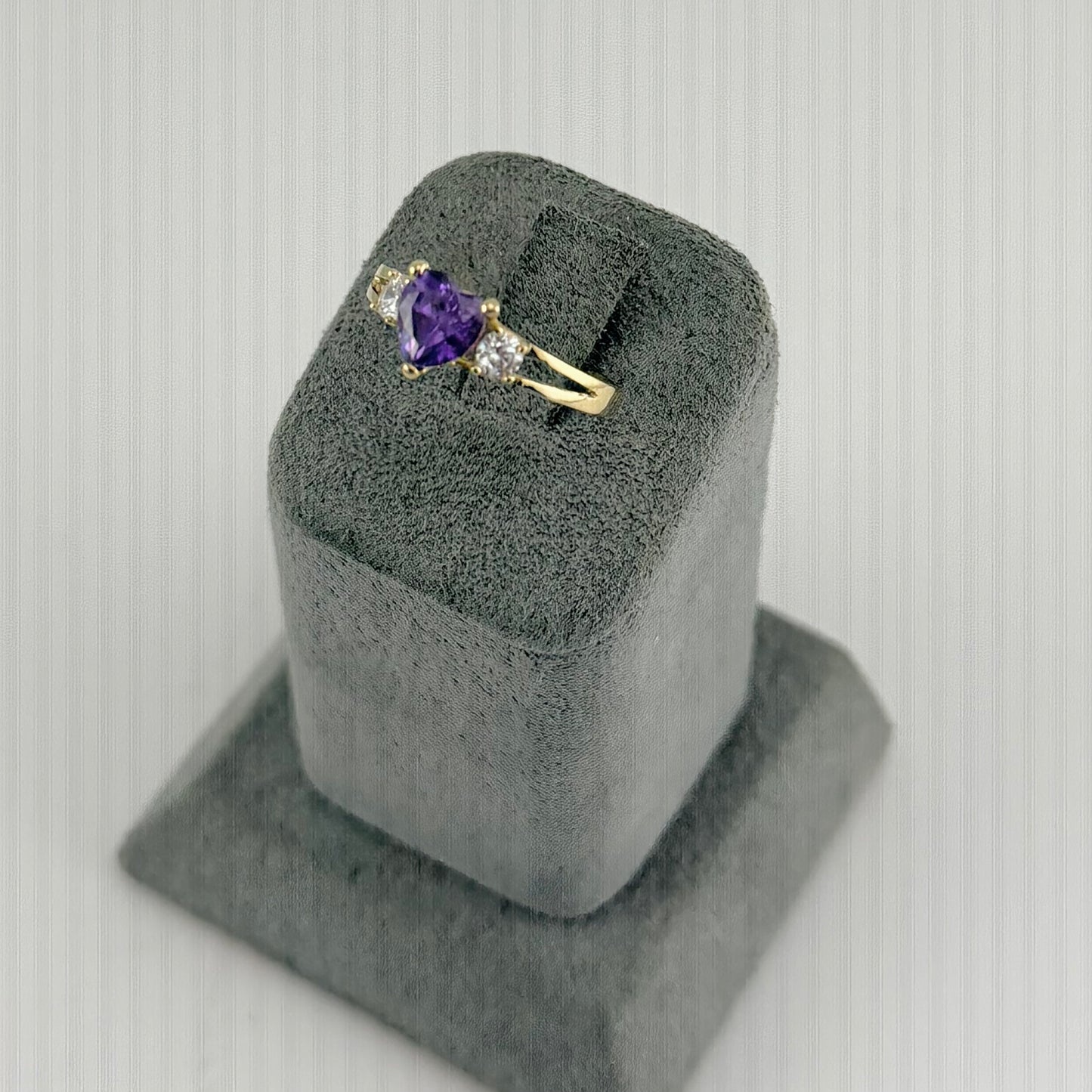 10k Gold Triple Cz Heart Birthstone