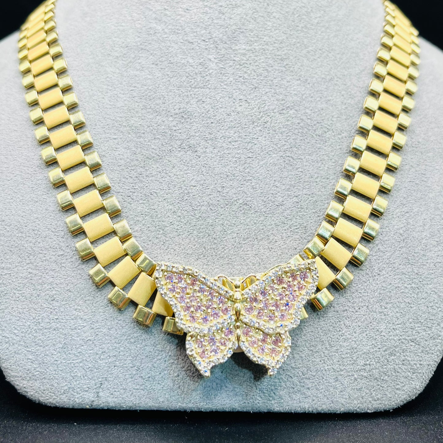 10K Gold Pink Butterfly Chain Set ( Large)