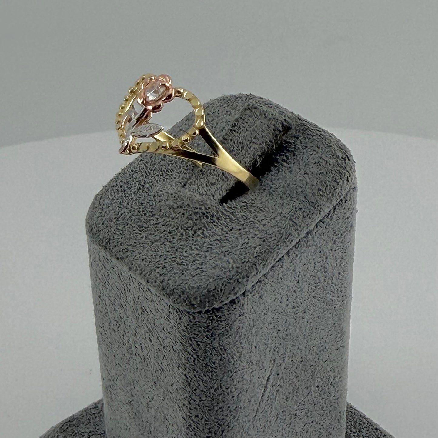 10k Gold Tri-Color Cz Flower Ring