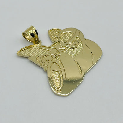 10K Gold Bumblebee Pendant | Face Size: 30mm