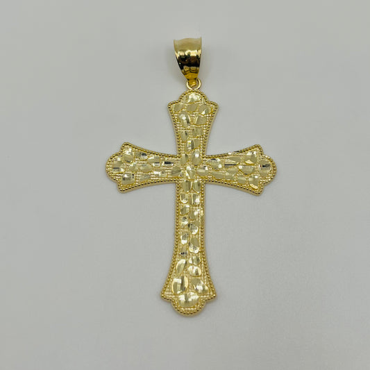 10k Gold Sol Nugget Cross Pendant (L)