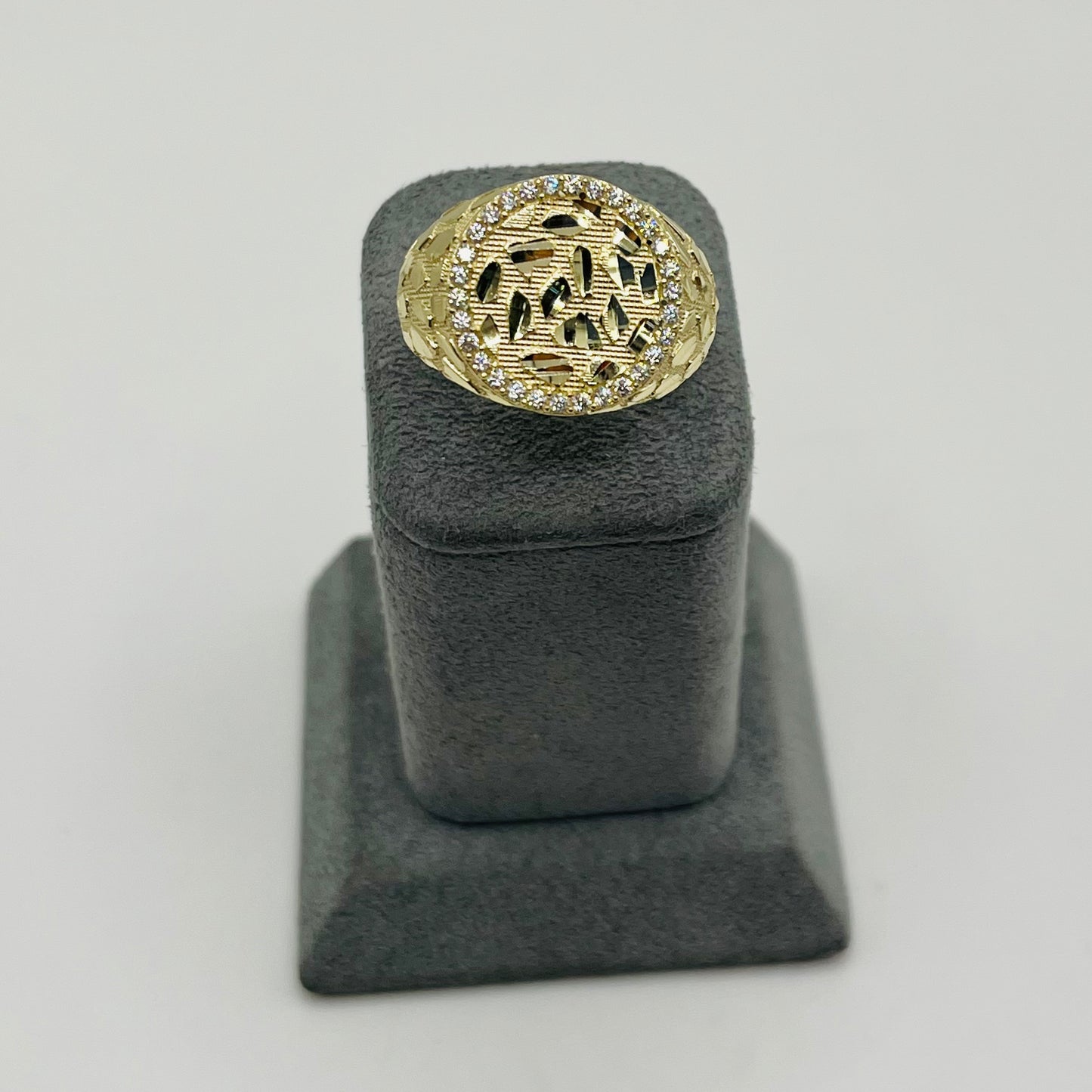 10k Gold Round Cz Nugget Ring (M)