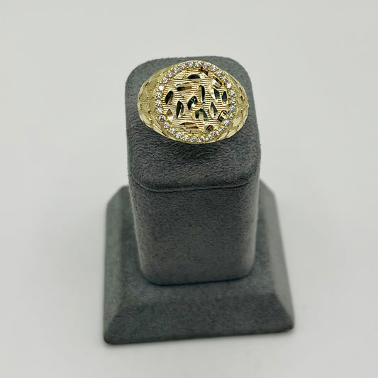 10k Gold Round Cz Nugget Ring (M)