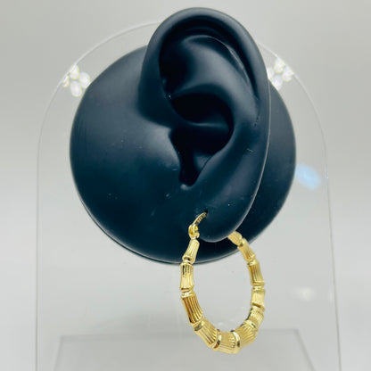 14k Gold 1.25" Bamboo Hoops