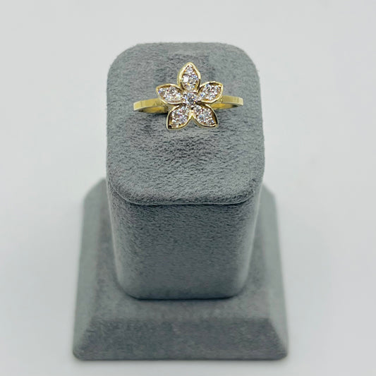 10k Gold CZ Hibiscus Ring