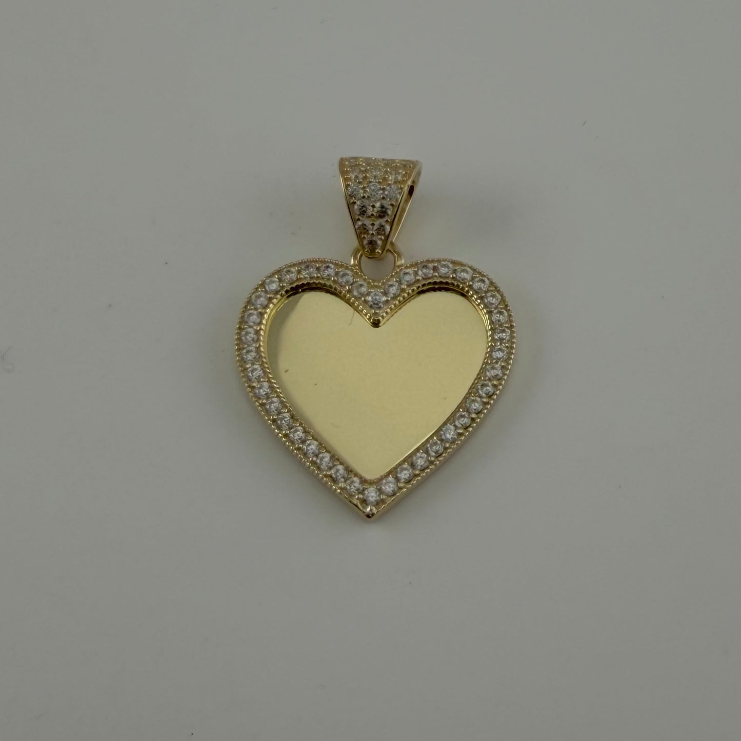 10k Gold Heart Bell Cz Picture Pendant (S)