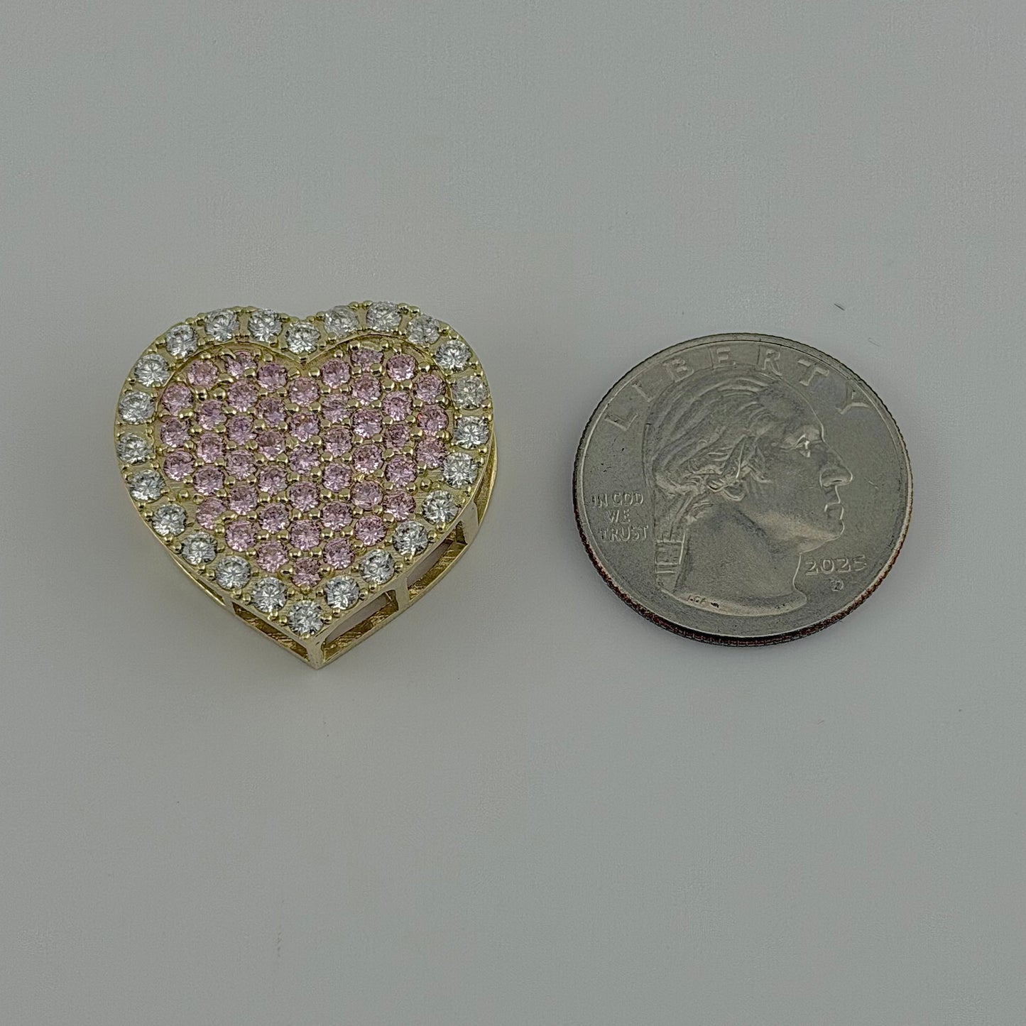 10K Gold Pink Heart Slider Charm for RX chains (L)