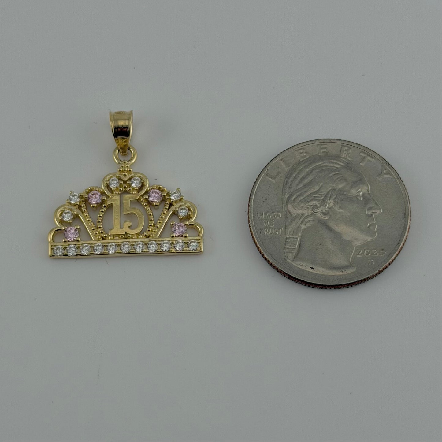 10k Gold Quince Pink Cz Glow Charm