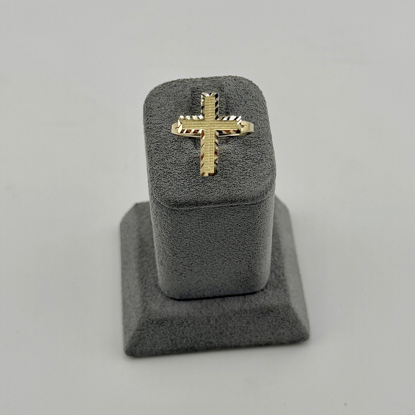 10k Gold Block Cross Ring
