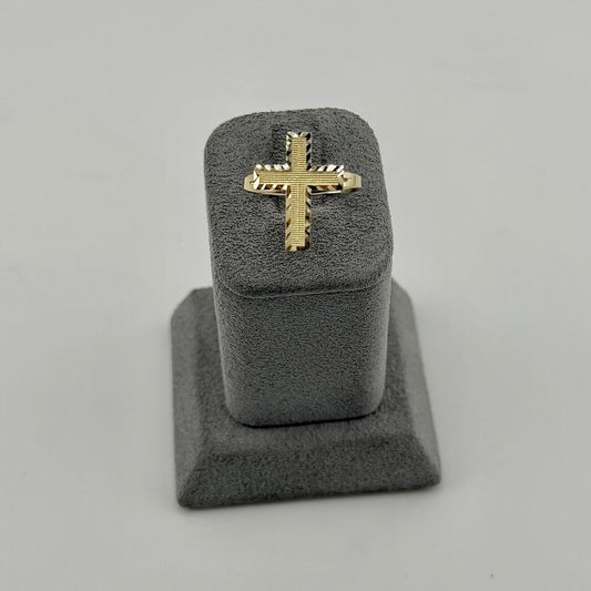 10k Gold Block Cross Ring