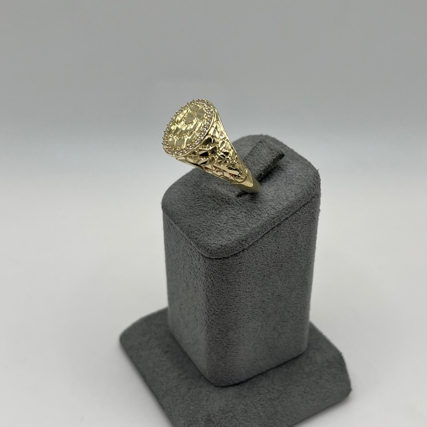 10k Gold Round Cz Nugget Ring (S)