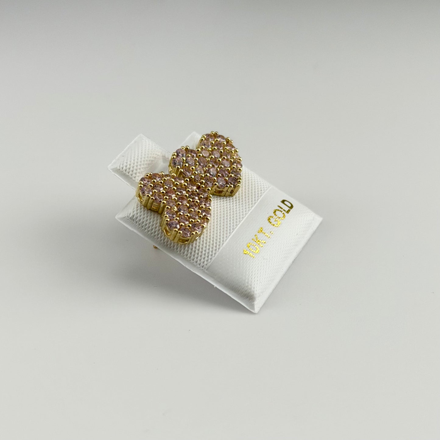 10k Gold BubbleGum CZ Pink Heart Earrings