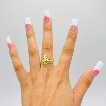 10k Gold Fancy Sideways Cross Ring