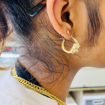10K Gold Elephant High Polish Hoops (Small)