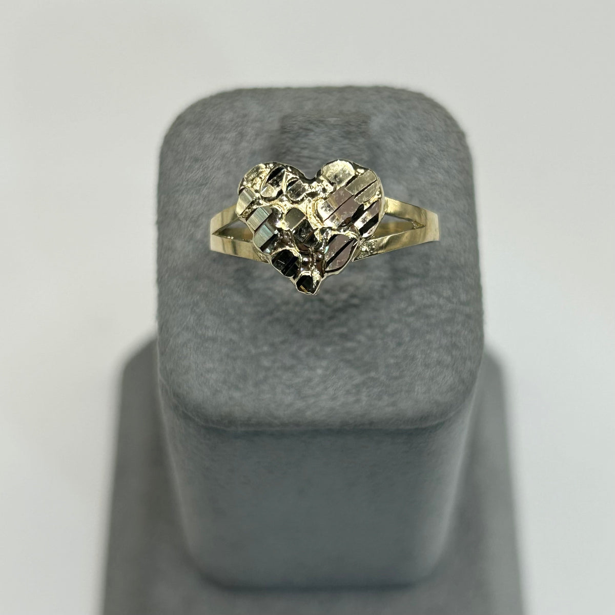 10k Gold Ring Nugget Heart. - Anillo En Oro 10 Kilates  10k real Gold nugget Heart Ring - Women Jewelry stamped acid test 7 1/2 size display picture 1