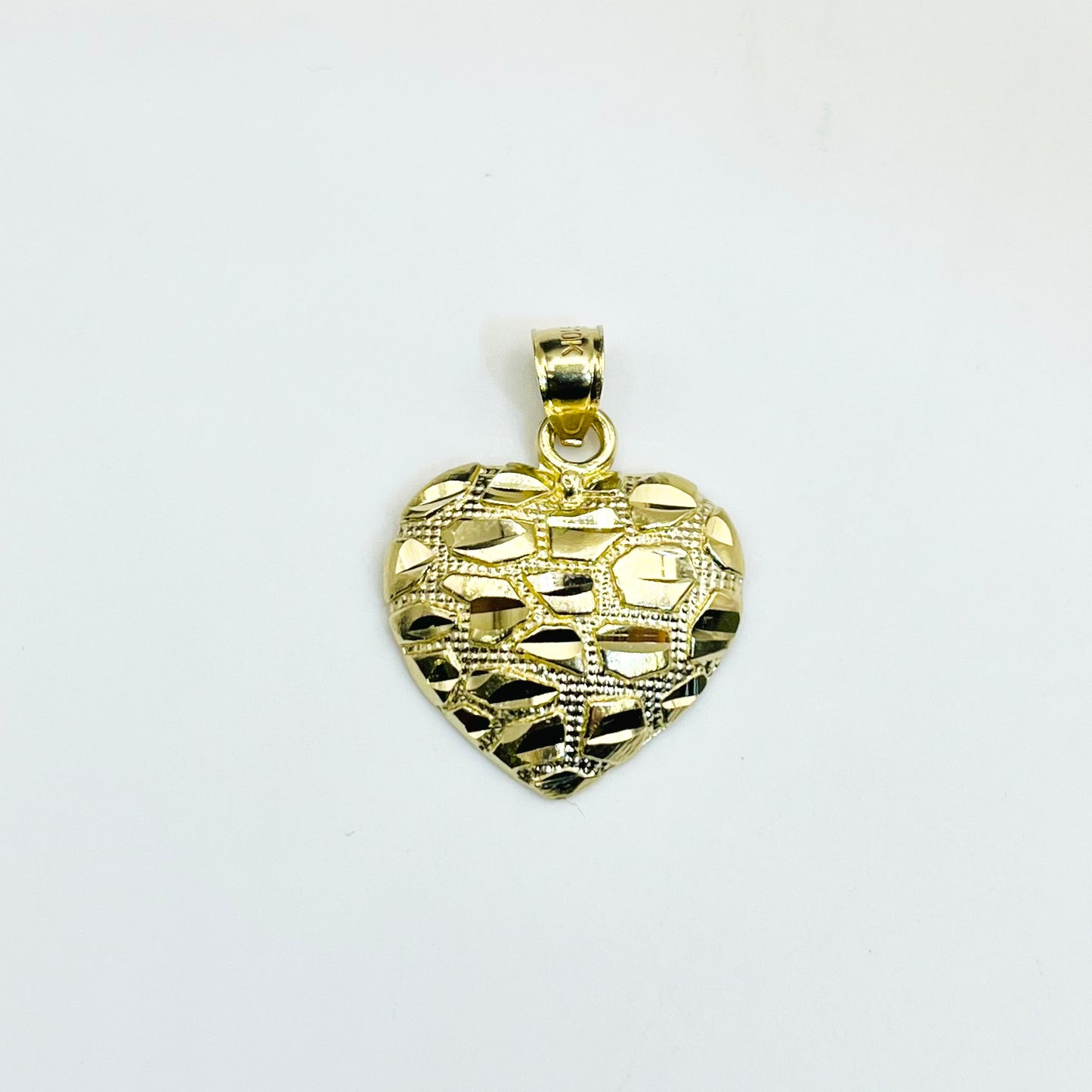 10K Gold Bubble Heart Nugget Charm (S, M)